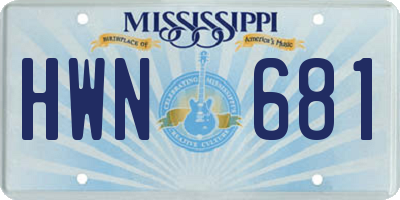 MS license plate HWN681