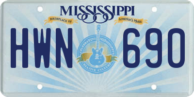 MS license plate HWN690