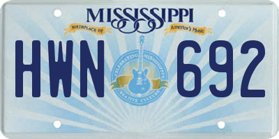 MS license plate HWN692