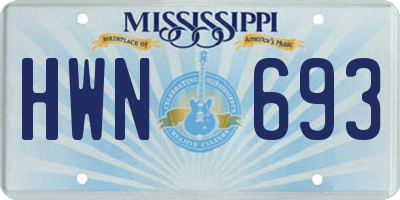 MS license plate HWN693