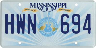 MS license plate HWN694