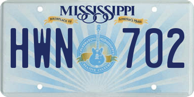 MS license plate HWN702