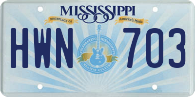 MS license plate HWN703
