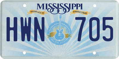 MS license plate HWN705