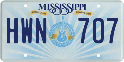 MS license plate HWN707