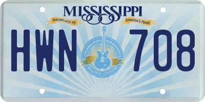 MS license plate HWN708