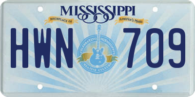 MS license plate HWN709