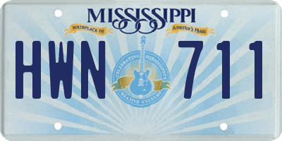 MS license plate HWN711