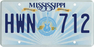 MS license plate HWN712