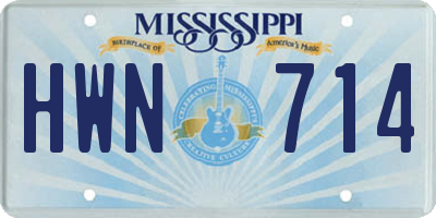 MS license plate HWN714