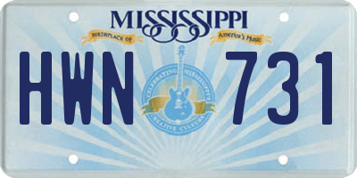 MS license plate HWN731