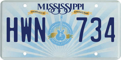 MS license plate HWN734