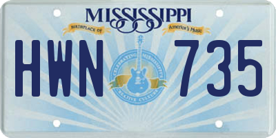 MS license plate HWN735