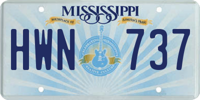 MS license plate HWN737