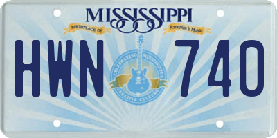 MS license plate HWN740