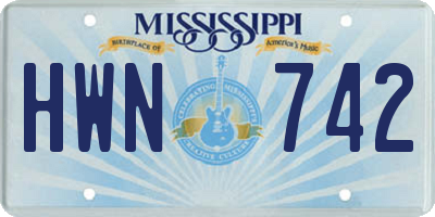 MS license plate HWN742