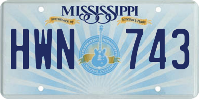 MS license plate HWN743
