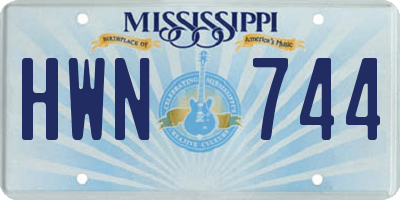 MS license plate HWN744