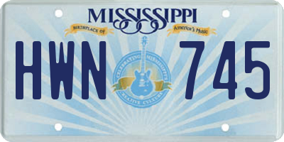 MS license plate HWN745