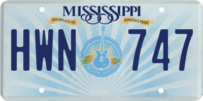 MS license plate HWN747
