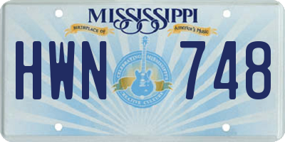 MS license plate HWN748