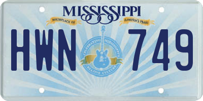 MS license plate HWN749
