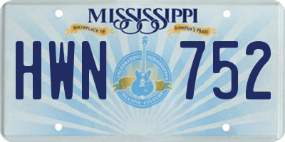 MS license plate HWN752