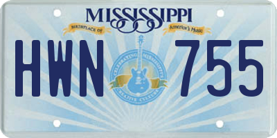 MS license plate HWN755
