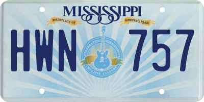 MS license plate HWN757