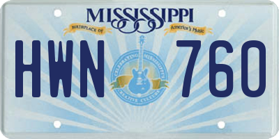 MS license plate HWN760
