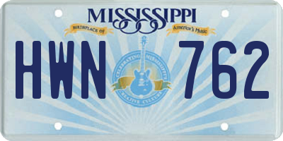 MS license plate HWN762