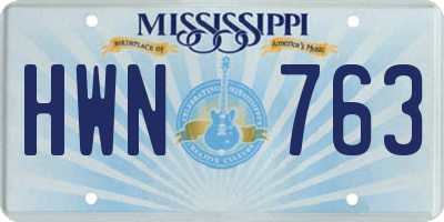 MS license plate HWN763