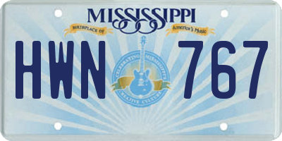 MS license plate HWN767