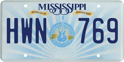 MS license plate HWN769