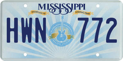 MS license plate HWN772