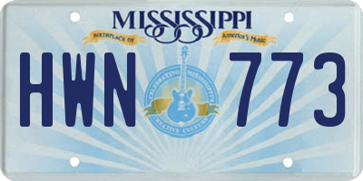 MS license plate HWN773