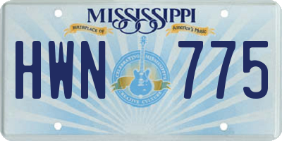 MS license plate HWN775
