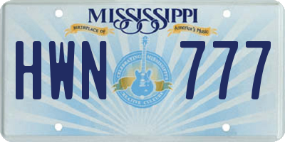 MS license plate HWN777