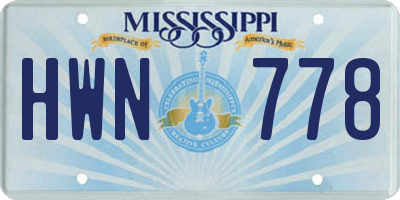 MS license plate HWN778