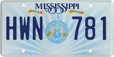 MS license plate HWN781