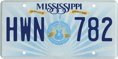 MS license plate HWN782