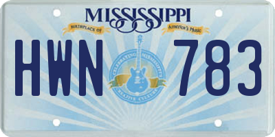 MS license plate HWN783
