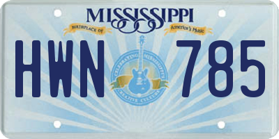 MS license plate HWN785