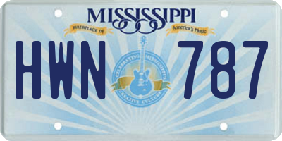 MS license plate HWN787