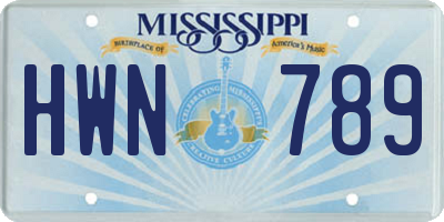 MS license plate HWN789