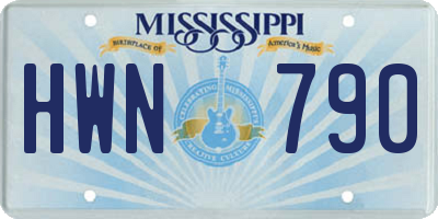 MS license plate HWN790