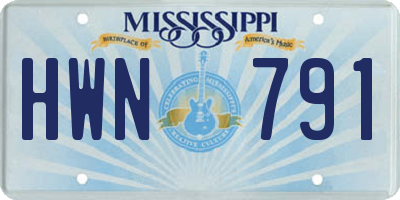 MS license plate HWN791
