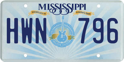 MS license plate HWN796