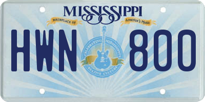 MS license plate HWN800