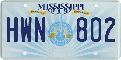 MS license plate HWN802